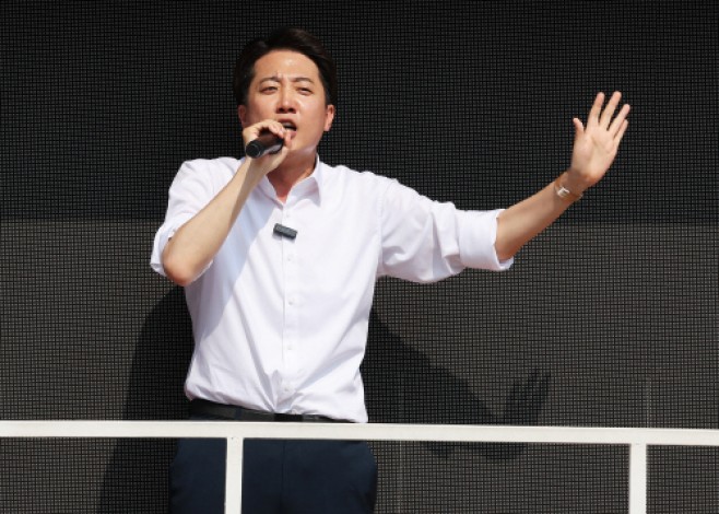 이준석 후보 동탄호수공원 유세<YONHAP NO-5394>