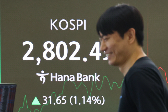 코스피 장중 2,800 돌파<YONHAP NO-2248>
