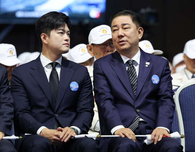6·25전쟁 행사 참석한 김병기 원내대표와 김용...<YONHAP NO-2663>