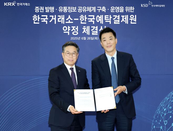 (사진 1) 한국거래소 한국예탁결제원 약정체결식
