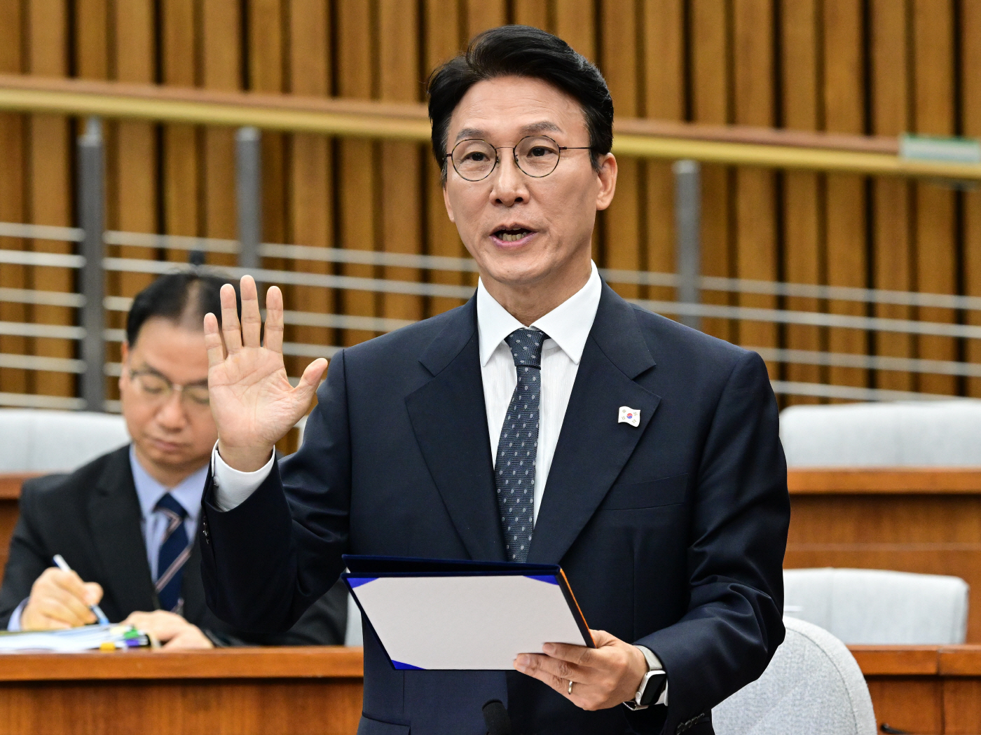 [포토] 선서하는 김민석 국무총리 후보자