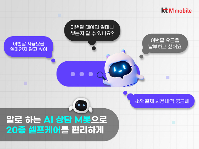 [사진] KT엠모바일이 고객 상담 서비스에 음성인식 기술을 기반으로 한 AI 상담사 ‘엠봇’을 도입했다.