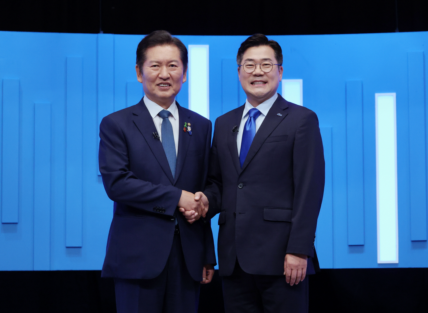 민주당 정청래-박찬대 당대표 후보 기념촬영
