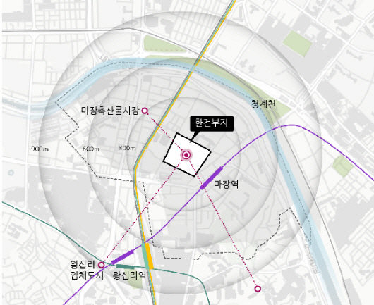 마장동 한전물류센터 부지 위치도