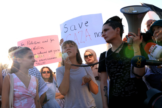 ALBANIA-PALESTINIAN-DEMO <YONHAP NO-1241> (AFP)