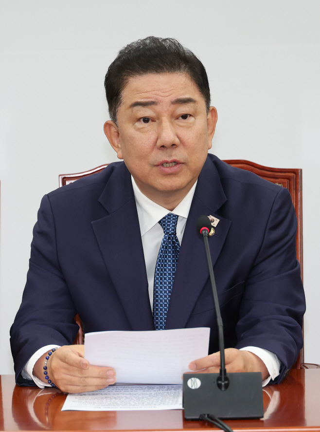 발언하는 김병기 당대표 직무대행<YONHAP NO-3186>