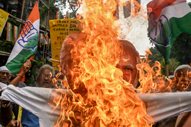 INDIA-US-TRADE-TARIFFS-PROTEST