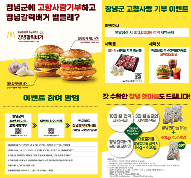 0_창녕군, 맥도날드와 함께 맛있는 고향사랑기부제 이벤트