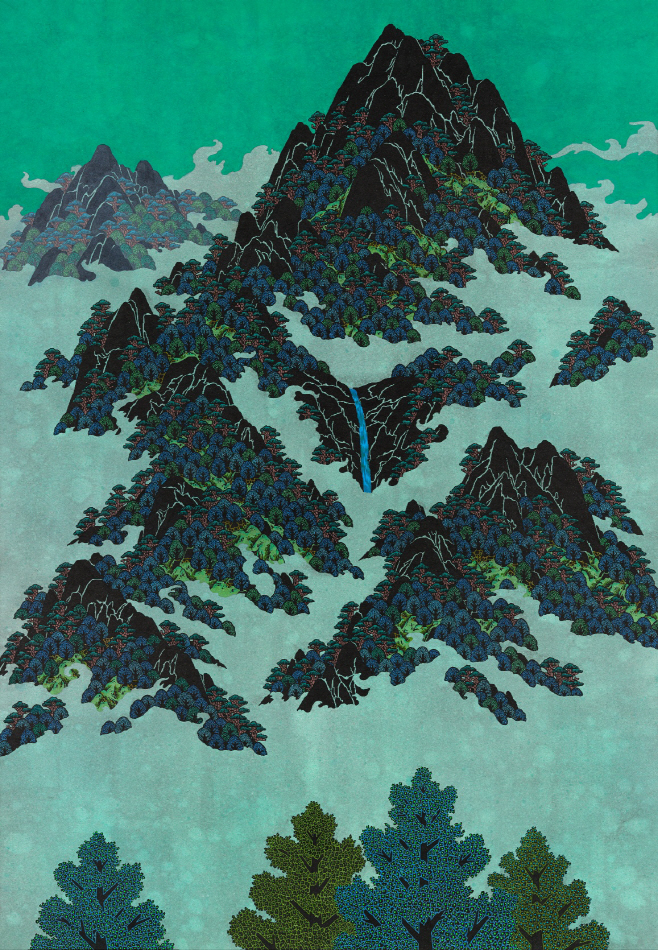 구름속의 산책 #1 162x112_종이에 먹,아크릴_2012