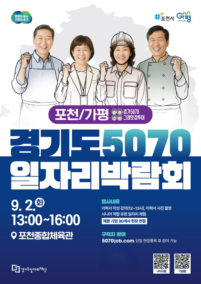 3 경기도 5070 일자리박람회…9월 2일 포천서 열려