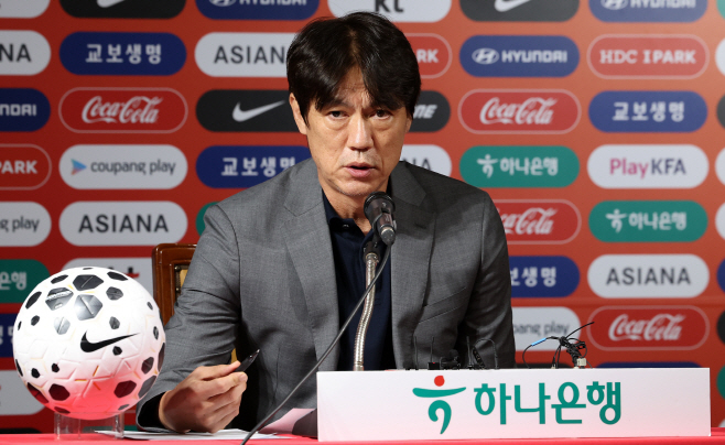 9월 A매치 2연전 명단 발표하는 홍명보 감독<YONHAP NO-4213>