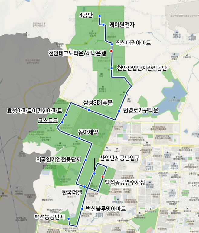 스마트도시추진단(버스 고정노선-백석농공단지에서 4공단 방면)