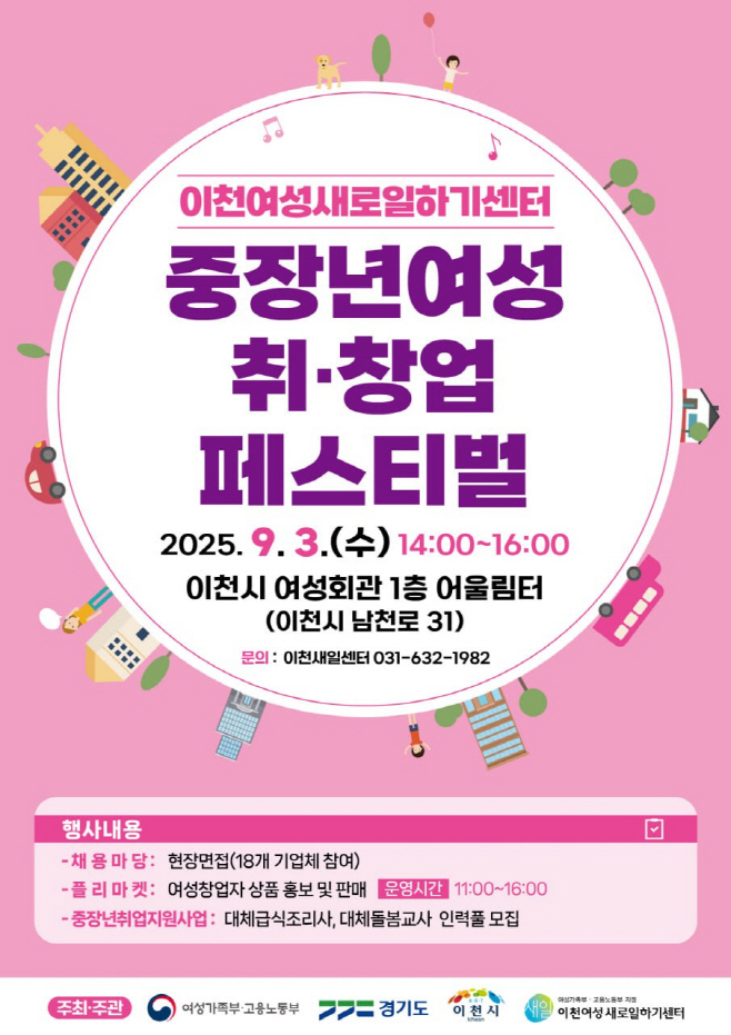 이천여성새로일하기센테 중 장년 여성 위 창업 페스티벌 개최
