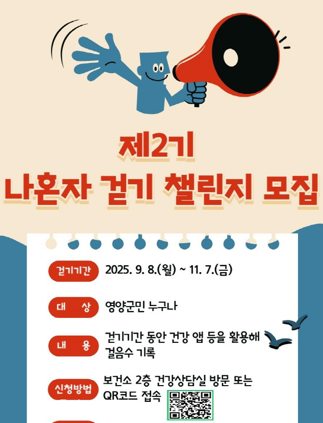 영양군보건소 ‘2025년 제2기 나 혼자 걷기 챌린지
