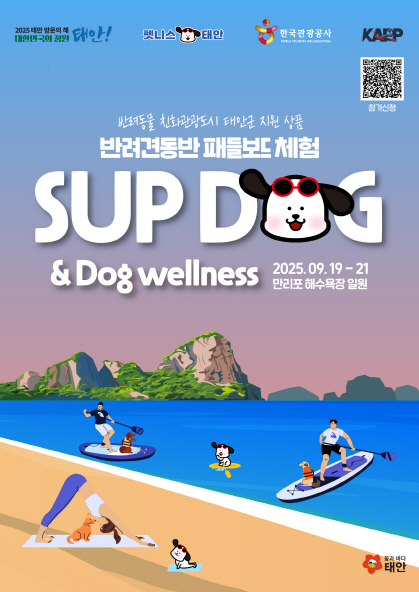 “태안만리포에서 댕댕이와 함께 서핑&힐링 즐기세요”