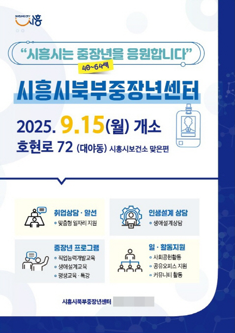 보도자료3 시흥시북부중장년센터 운영 안내 포스터