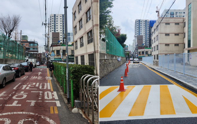 (1-4) 남동구, 학교 부지 활용 ‘인천 최초 안전 통학로’ 개통(전후사진)