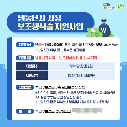 2. 부평구, ‘냉동 난자 사용 보조생식술 지원사업’ 진행