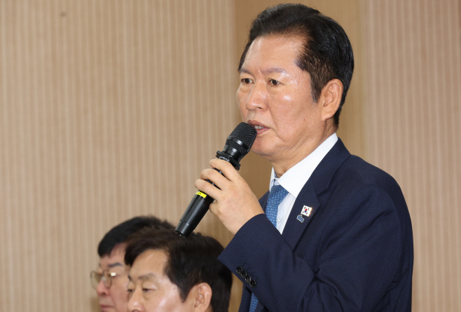축사하는 더불어민주당 정청래 당 대표<YONHAP NO-1889>