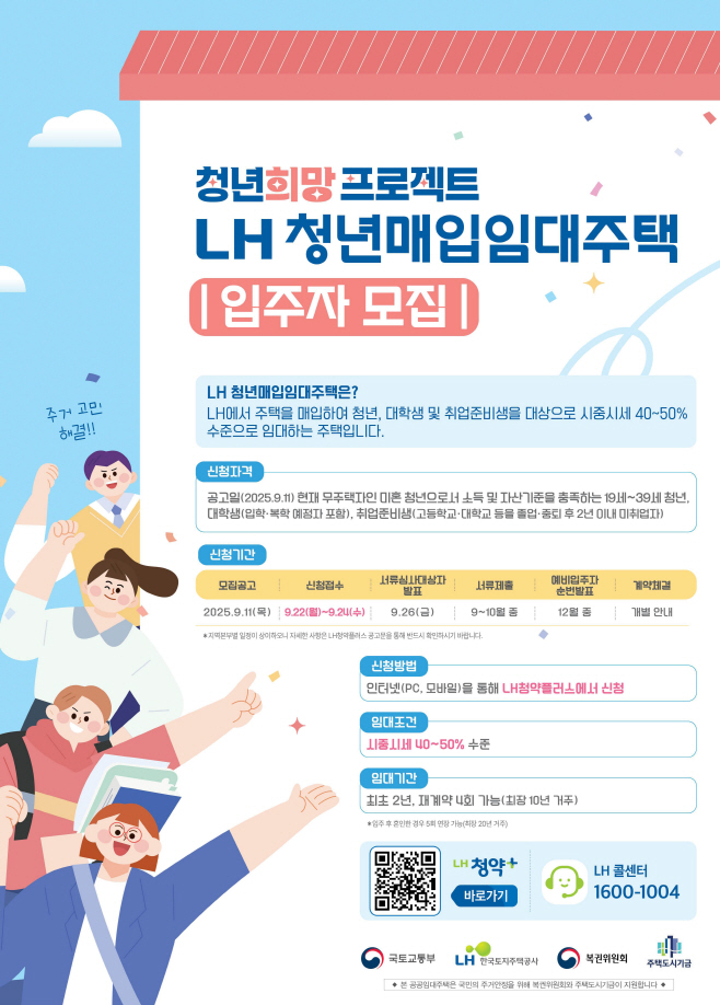 LH 3차 청년 매입임대주택 입주자모집 포스터
