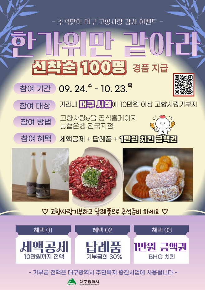 [붙임1] 9월 추석맞이 대구고향사랑기부제 이벤트 홍보물