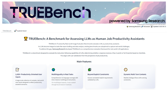 1. 허깅페이스에 공개된 트루벤치(TRUEBench) 사이트 메인 화면