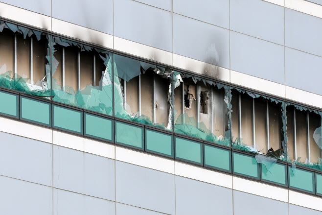 국가정보자원관리원 화재 흔적<YONHAP NO-3783>