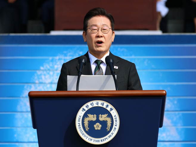 이재명 대통령, 건군 77주년 국군의 날 기념사<YONHAP NO-4397>