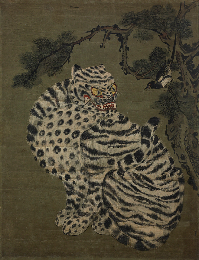 백호도, 19세기, 종이에 수묵채색, 74x97cm, 29.1x38.1in., 개인소장