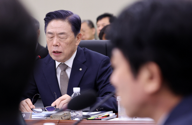 국정감사 질의 듣는 김형석 독립기념관장<YONHAP NO-3748>