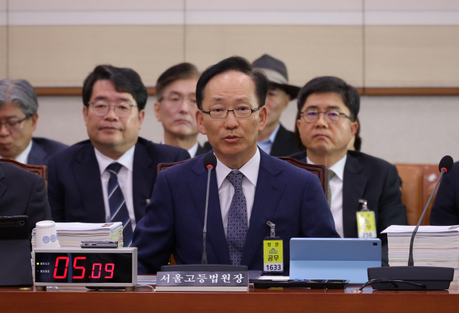의원 질의에 답하는 김대웅 서울고법원장