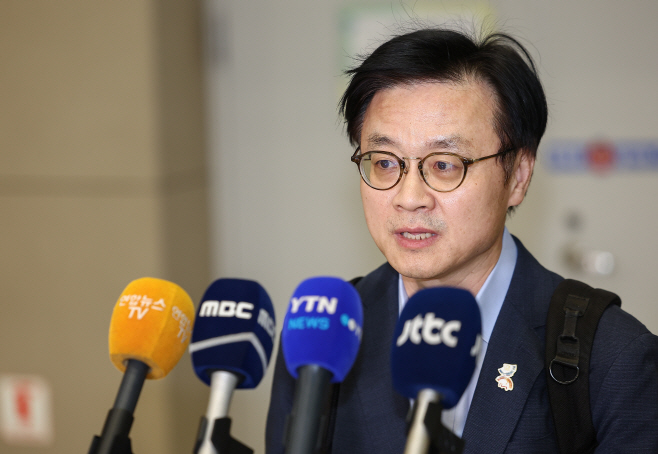 발언하는 김정관 산업통상부 장관<YONHAP NO-4679>