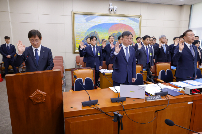 증인 선서하는 이찬진 금융감독원장