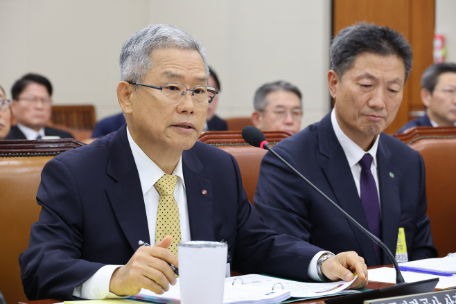 답변하는 김동철 한국전력공사 사장