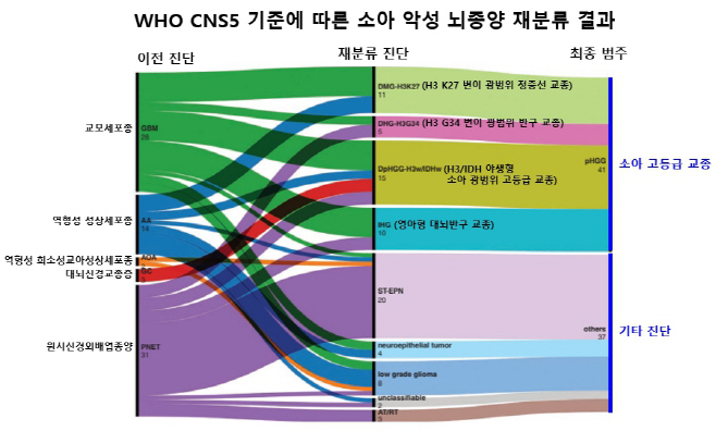 [그림] WHO CNS5 기준에 따른 소아 악성 뇌종양 재분류 결과