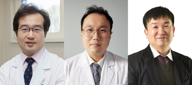[사진] (왼쪽부터) 울산의대 서울아산병원 재활의학과 전재용 교수 · 의공학연구소 천화영 박사 · 서울과학기술대학교 윤현식 교수