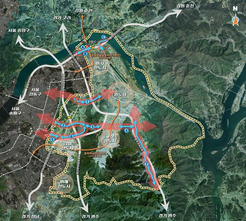 7개 광역도로망 확충 본격화… ‘서울 30분 도시’ 완성 박차./하남시