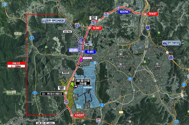 호남고속도로지선 확장 위치도