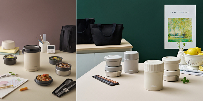 써모스 일체형 대용량 보온도시락, 뉴 플+스 반반 보온도시락 연출컷