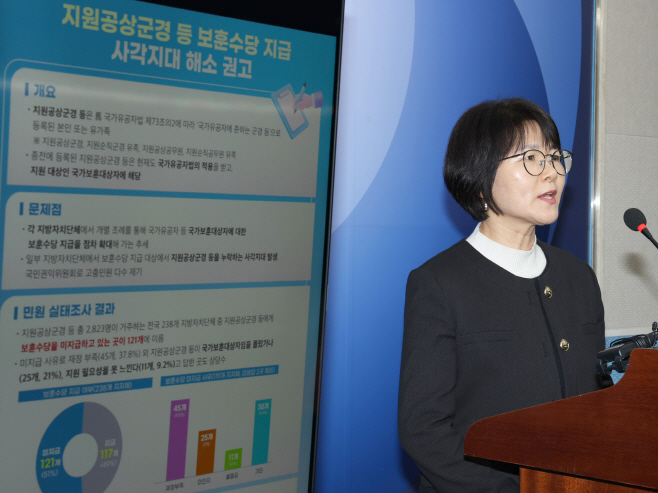 권익위, 지원공상군경 보훈수당 지급 확대 추진 브리핑