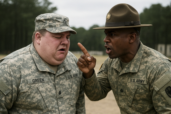 뚱뚱한 군인 보도사진