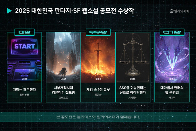 [kt 밀리의서재 2025 대한민국 판타지·SF 웹소설 공모전 수상작 리스트