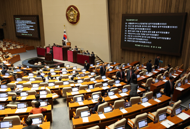 본회의장 퇴장하는 국민의힘<YONHAP NO-4802>