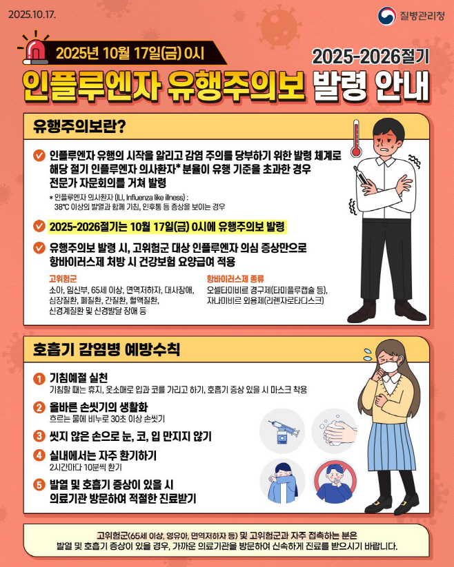 예산군, 인플루엔자 유행에 따른 예방접종 당부
