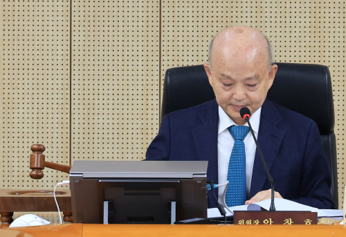 전원위원회 주재하는 안창호 인권위원장<YONHAP NO-3532>