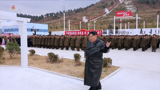 김정은, 강원도 회양군민발전소 준공식 참석<YONHAP NO-2444>