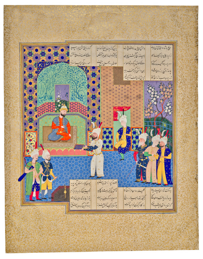 2-10.『샤나메(왕들의 책)』 필사본 삽화, 사파비 제국  1525~1540년경, 이란 타브리즈, 도하 이슬람예술박물관