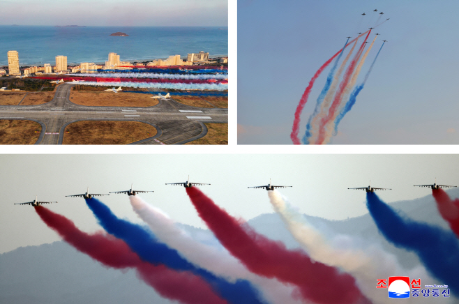 김정은, 북한 공군창설 80주년 기념행사 참석…...<YONHAP NO-1622>