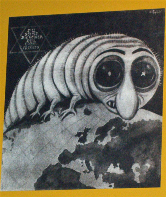 유대인을 독충에 비유한 나치의 선전물.