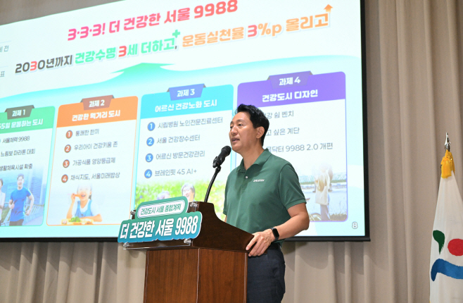 (사진6) 오세훈 서울시장이 10일(수) '9988 평생건강 서울' 종합 계획을 발표하고 있다.